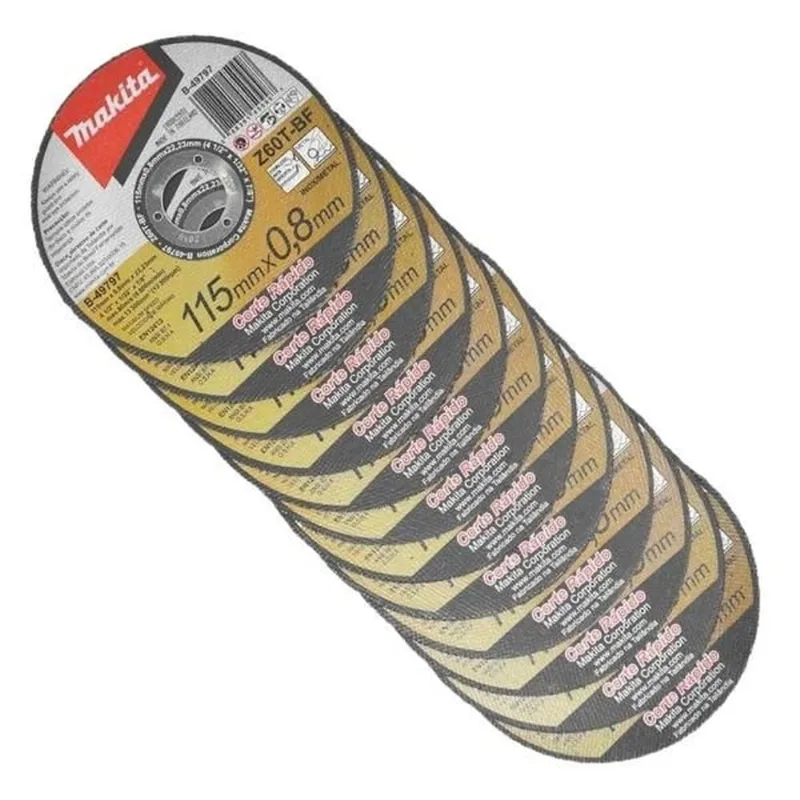 Disco de Corte Fino Inox Makita, 115 mm - B-49797- 12 Unidades