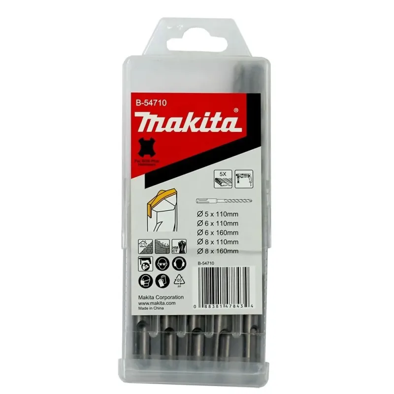 CONJUNTO COM 5 BROCAS SDS-PLUS MAKITA B-54710