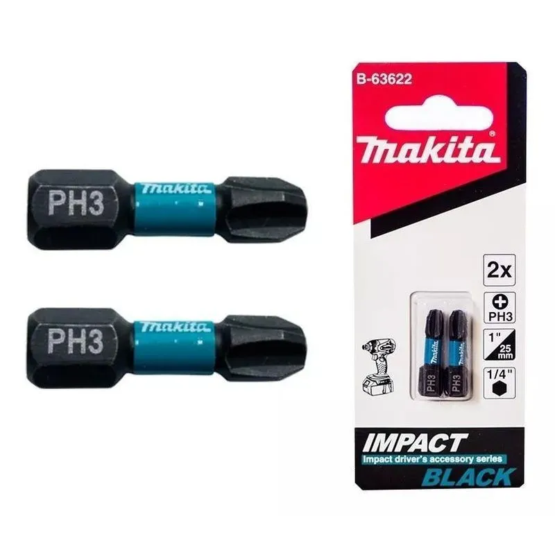 Bit De Impacto Ph3-25mm 2pcs Makita B-63622 Imp Black N.f
