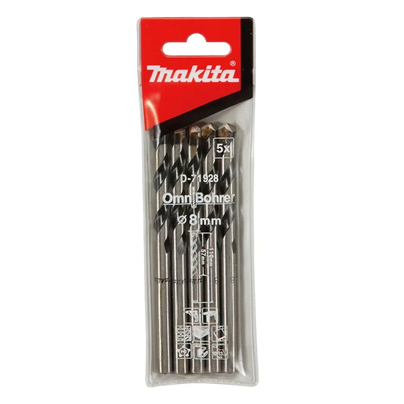 JOGO DE BROCAS TCT 8MMX110MM 5 UNIDADES MAKITA D-71928
