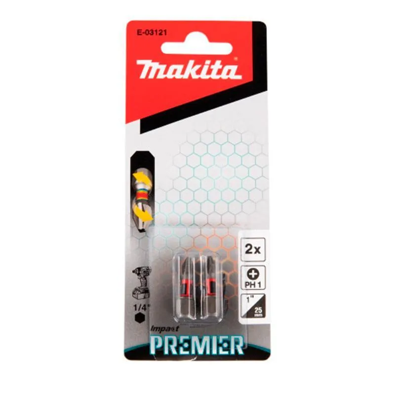 Kit 2 Bits Phillips Torcao 25mm Ph1 Premier Makita E-03121