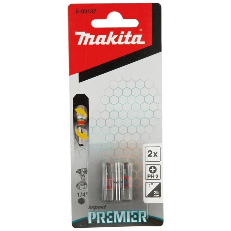 Kit 2 Bits Phillips Torcao 25mm Ph2 Premier Makita E-03137