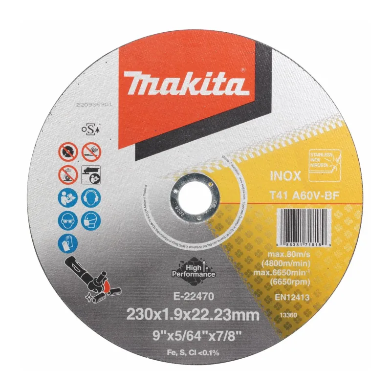 DISCO DE CORTE METAL 230X1.9X22.23mm A60V MAKITA E-22470 - UNI