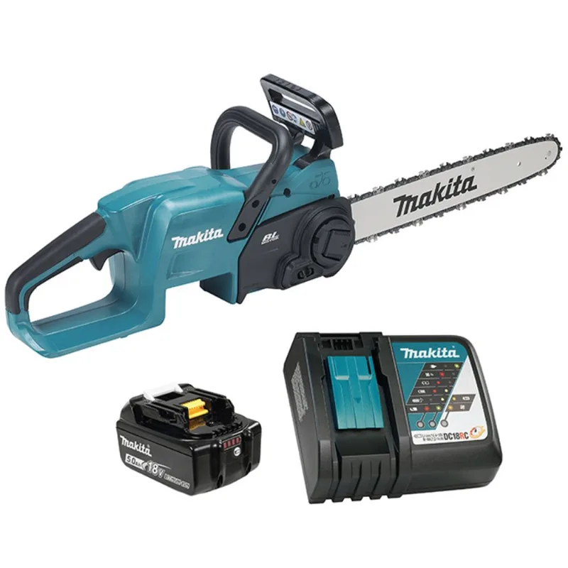 Makita Brushless Cordless Electric 16-in Chainsaw with 18V Li-Ion Battery and Charger
