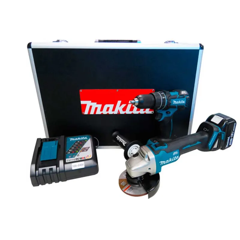 Kit Combo Parafusadeira/Furadeira Impacto DHP480 + Esmerilhadeira DGA454 18v Makita DLX2163X