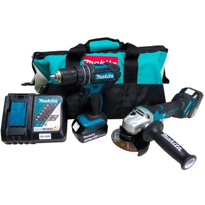 Kit Combo Parafusadeira DHP482 / Esmerilhadeira DGA458 18v Makita DLX2165