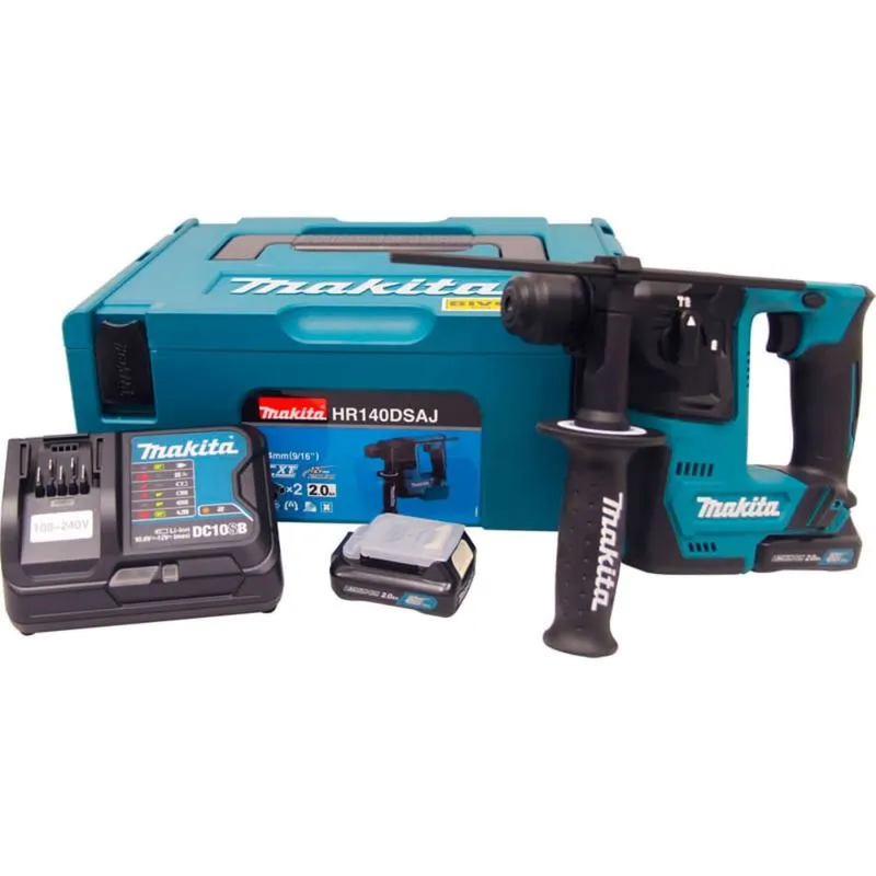 Martelete Rotativo Rompedor 14mm 110 Volts Com 2 Baterias De 12 Volts E Carregador Bivolt + Maleta - Hr140dsaj - Makita Makita