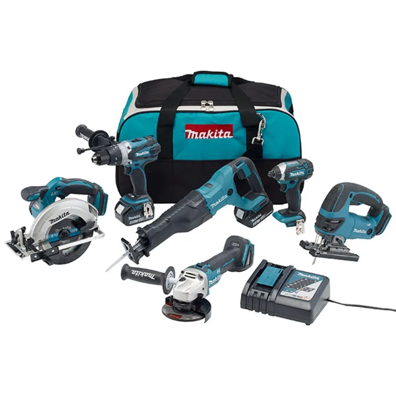 Makita 18V LXT 6 Piece Lithium Ion Cordless Combo Kit with Three 4.0Ah Batteries