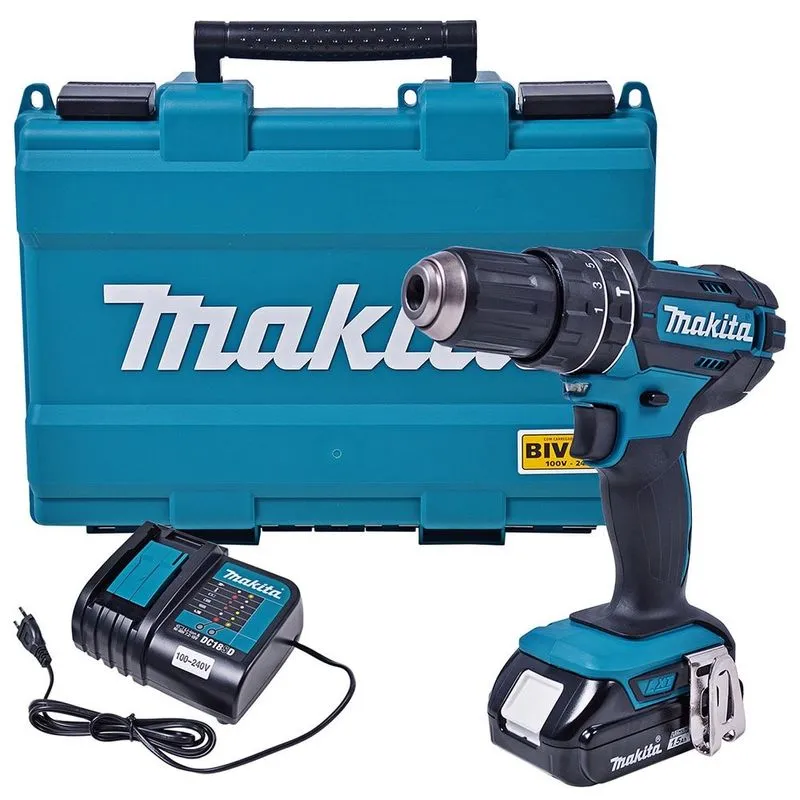 Parafusadeira E Furadeira 18,0v Li-on Com Impacto Makita Dhp482sy Biv