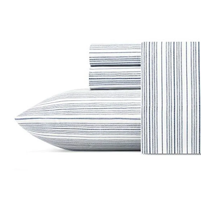 Nautica - Twin Sheet Set, Cotton Percale Bedding Set, Crisp & Cool, Lightweight & Breathable (Beaux Stripe Navy, Twin)
