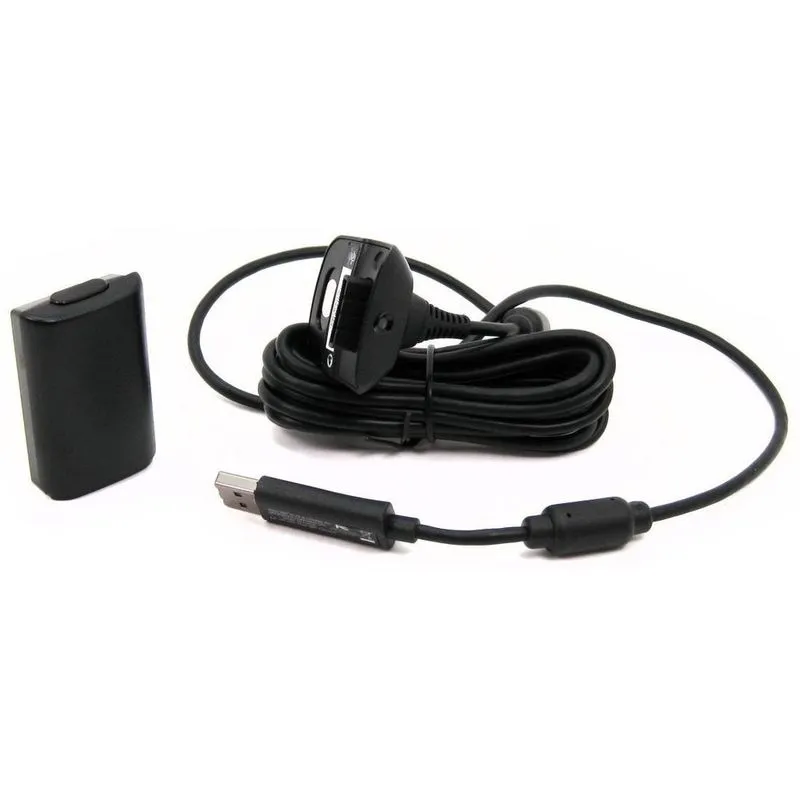 Bateria e Cabo - Microsoft Xbox 360 Play & Charge Kit - Preto - NUF-00001 / NUF-00002