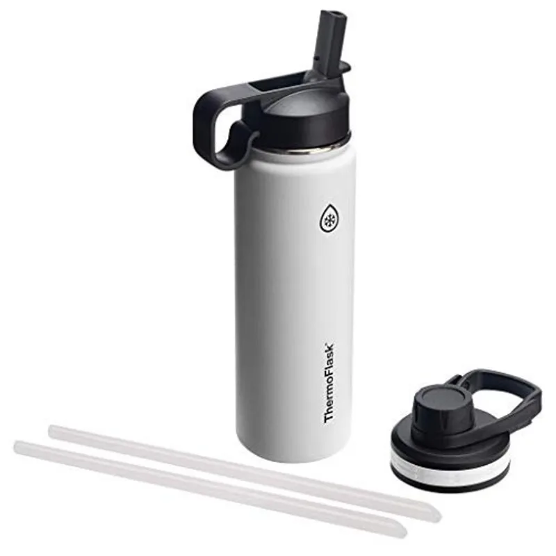 Garrafa de água isolada de aço inoxidável duplo thermoflask, 24 oz, branco