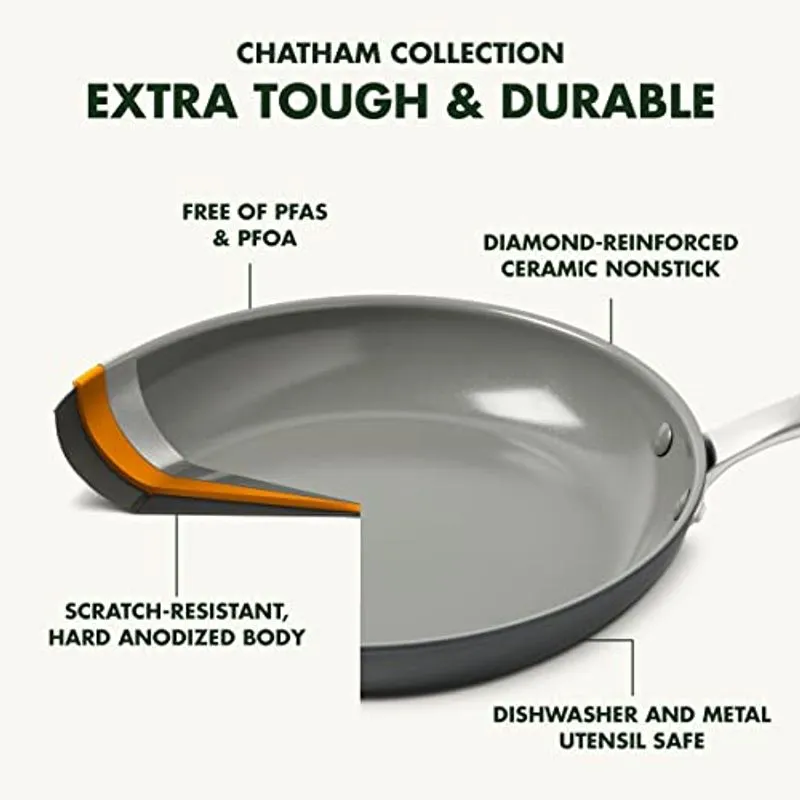 Greenpan Chatham Hard Anodized Healthy Ceramic Nonstick, 10 Frigideira Frigideira Frigideira, Sem Pfas, Cofre De Lava-louças, Cofre De For