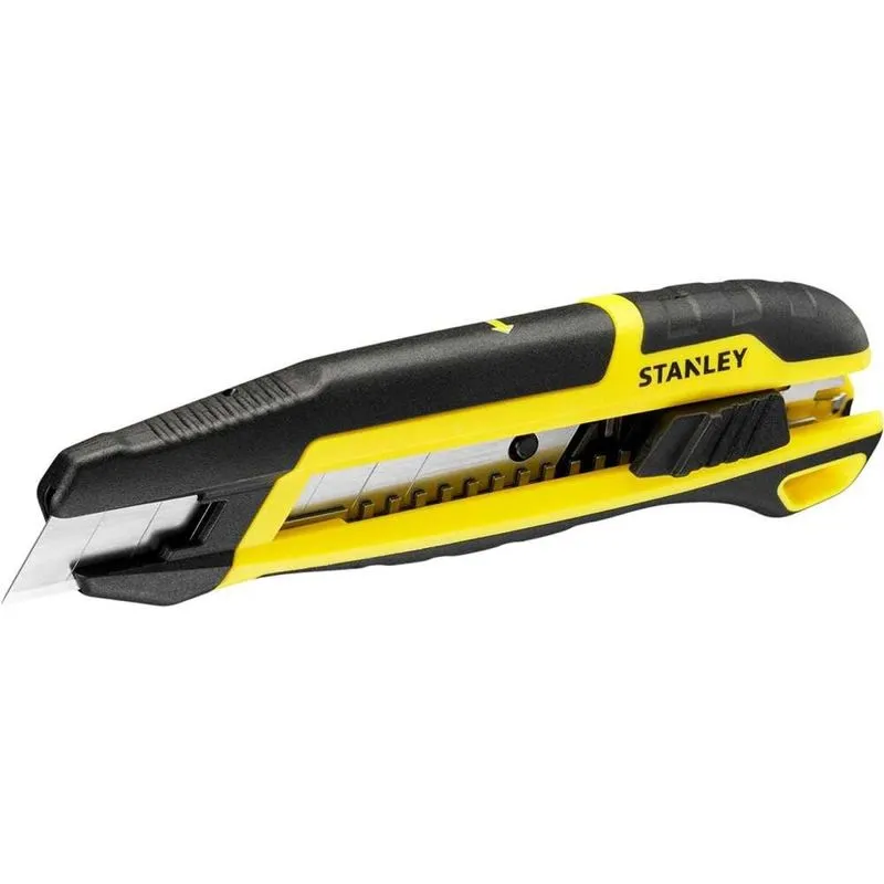 Estilete Auto Retrátil Stanley 200 Mm Lâmina 18 Mm Plástico Emborrachado Para Corte De Filmes