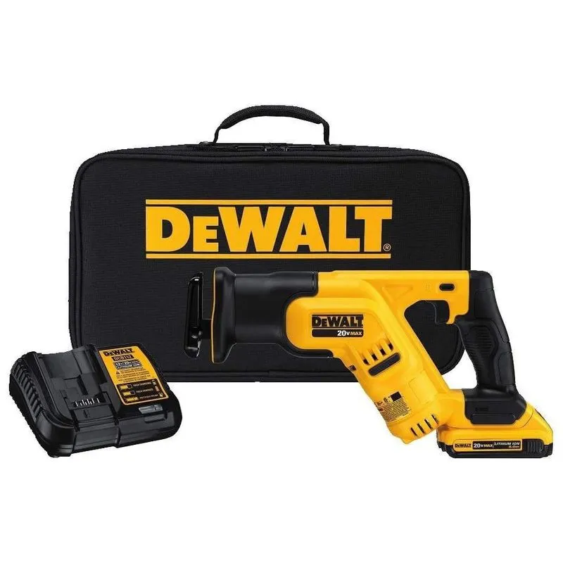 Kit Serra Sabre Com Bateria 20v Max, Carregador E Bolsa De Transporte, Dewalt Dcs387d1, Amarelo