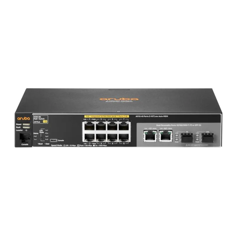 Switch 8 Portas Gerenciável - 10/100/1000 PoE+ - HP Aruba - 2530-8G-Poe+ - J9774A