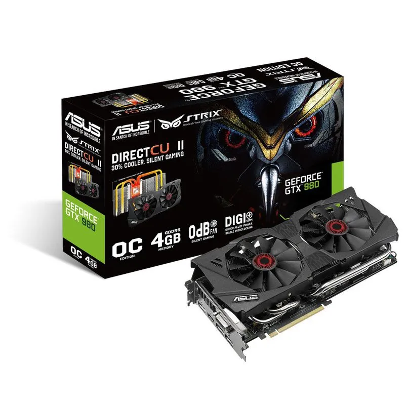 Placa de vídeo - NVIDIA GeForce GTX 980 (4GB / PCI-E) - Asus Strix - STRIX-GTX980-DC2OC-4GD5