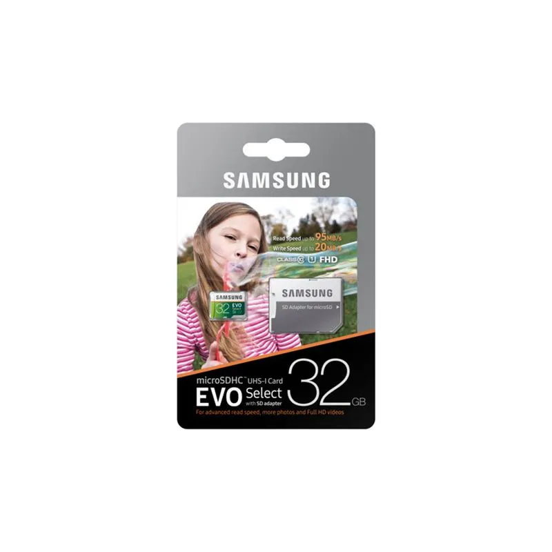 Cartão de memória microSDXC 32GB Samsung EVO Select (Classe 10, UHS-1, c/ Adaptador) - MB-ME32GA/AM