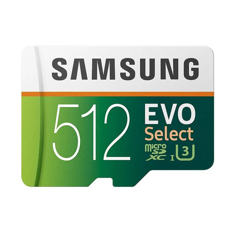 Cartão de memória microSDXC 512GB Samsung EVO Select (Classe 10, UHS 3, c/ Adaptador, 100/90MBs R/W) - MB-ME512GA/AM