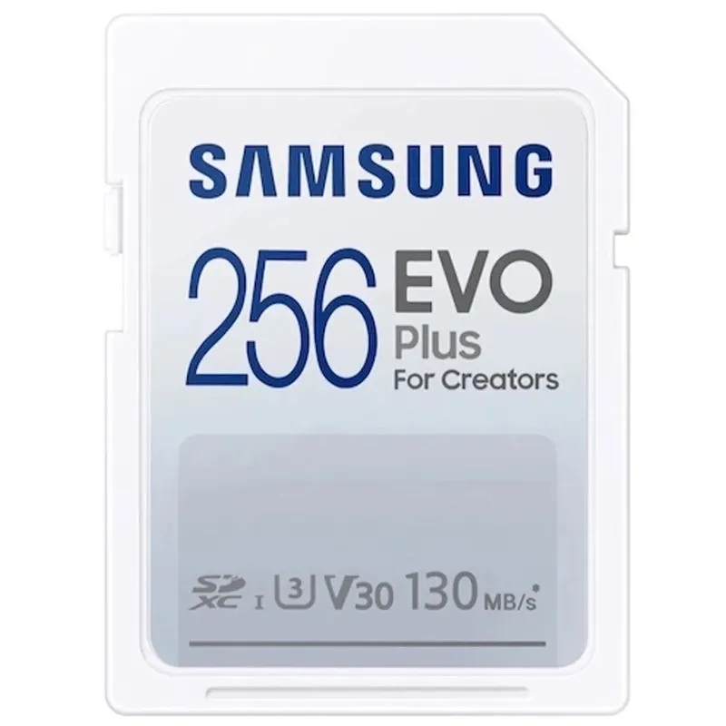 Cartão de memória SDXC 256GB Samsung EVO Plus (UHS-I, U3, V30) - MB-SC256K/AM