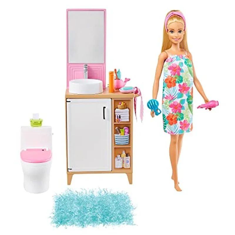Barbie Doll E Móveis De Banheiro Playset Com Barbie Dol