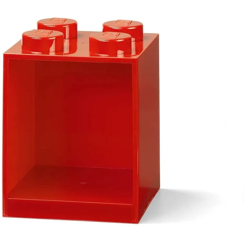 Quarto Copenhague, Caixa de Prateleira de Tijolos Lego - Compartimento de Armazenamento Empilhável ou Montável - 4 Garanhão, Vermelho