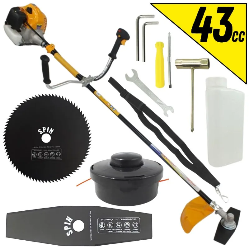 Roçadeira Profissional Vulcan Vr430h 2t 43cc 1,7hp Carretel Nylon Lâmina Facão + Disco Circular Extra 80 Dentes 25mm Tamanho 255mm Espessura 1,5mm