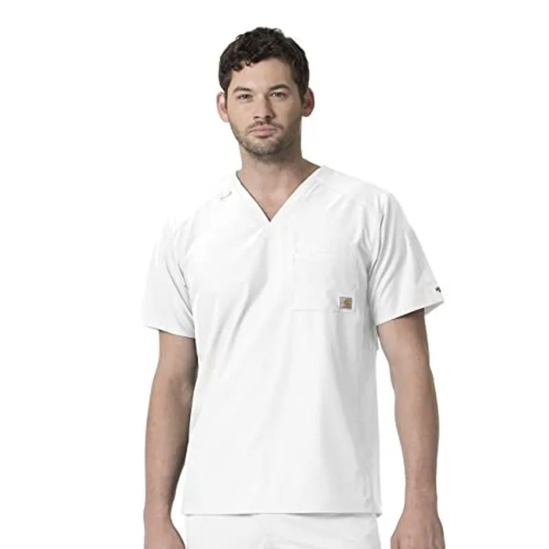 Carhartt Plus Size Masculino Slim Fit V-Neck Scrub Top, Branco, 3XL
