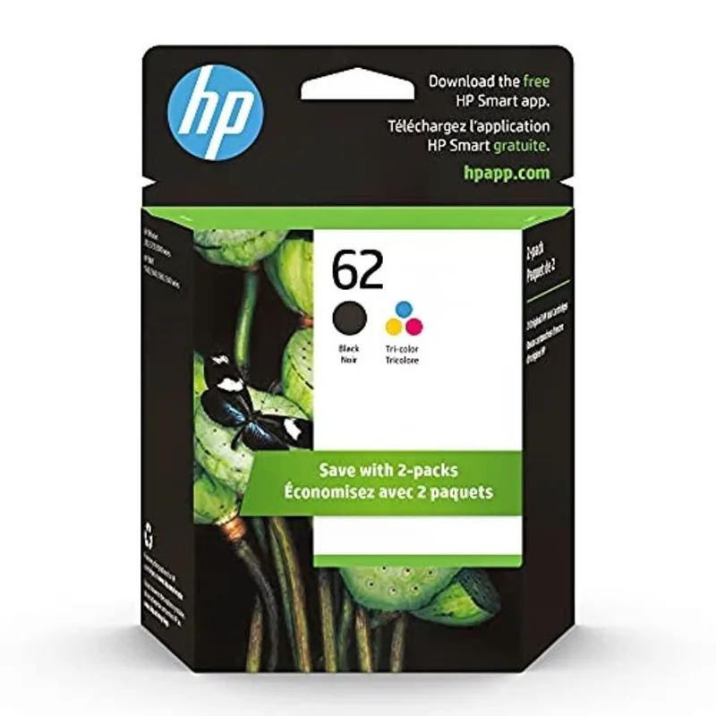 Tinta original hp 62 Preto/Tri-colorido (2 pacotes) Trabalha com hp envy 5540, 5640, 5660, série 7640, hp OfficeJet 5740, Série 8040, hp OfficeJet Mobile 200, Série 250 Elegível para de tinta instantâ