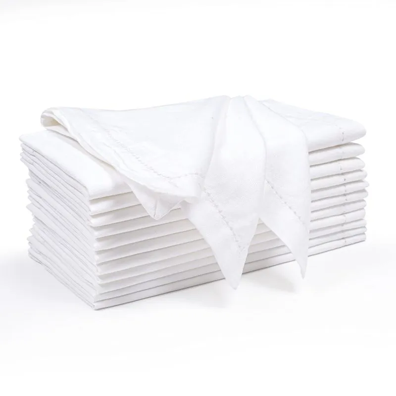 Conjunto De 12 Guardanapos De Jantar De Tecido De Linho De Algodão 45x45cm White Ram