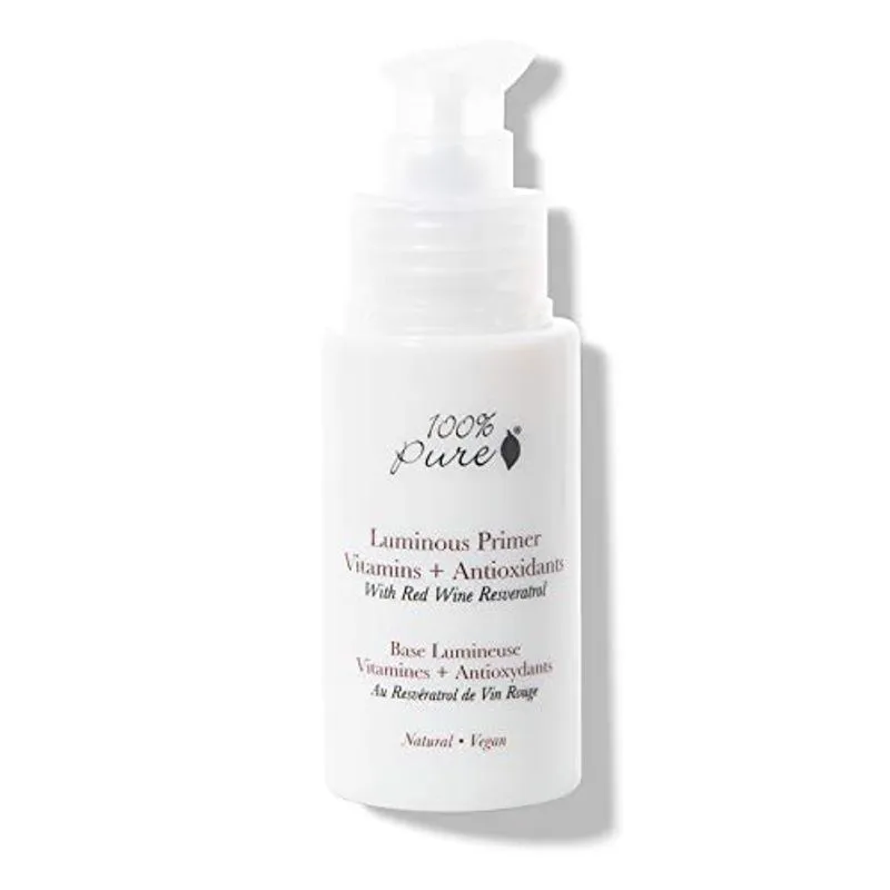 Primer Luminoso 100% Puro, 1 Oz, Primer De Maquiagem Sem Silicone, Pigmentos Reflexivos Ilumina A Pele, Impecável, Brilhante, Maquiagem Dur