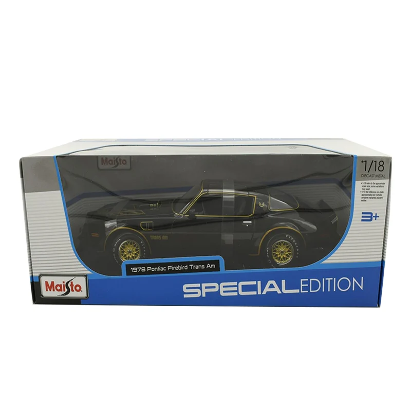 Maisto 1:18 Scale Pontiac Firebird Trans Am Black 1978 Diecast Model Car Above Toys