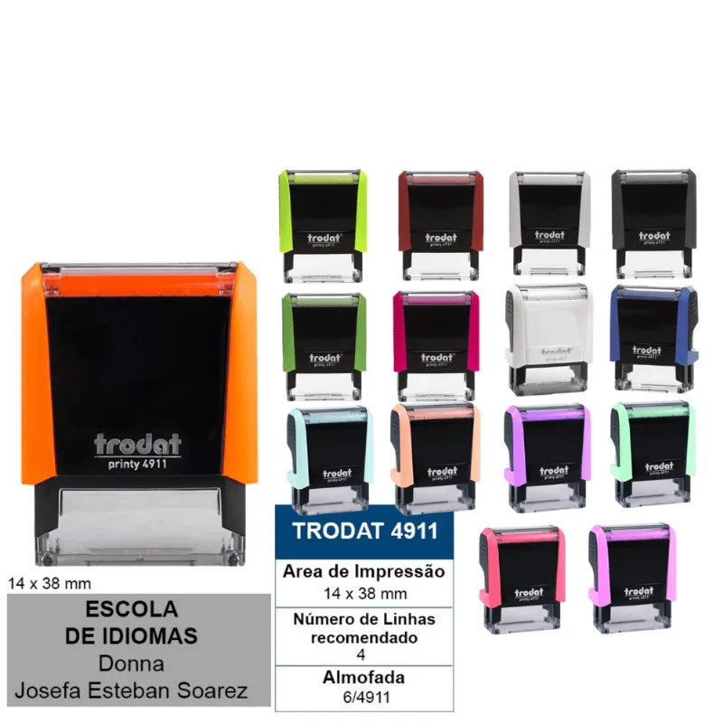 Carimbo Automatico Trodat 4911 P4(com Tampa) Amarelo Neon 3,8x1,4cm