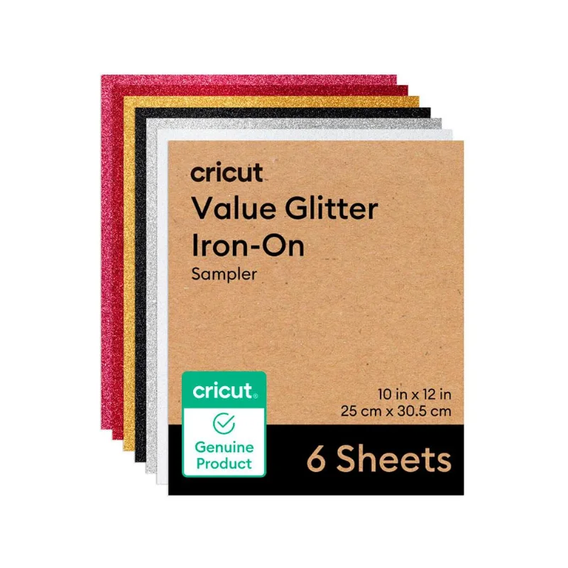 Transfer Termocolante Glitter Value Sortido Cricut 25,4 X 30,48 Cm 6 Folhas
