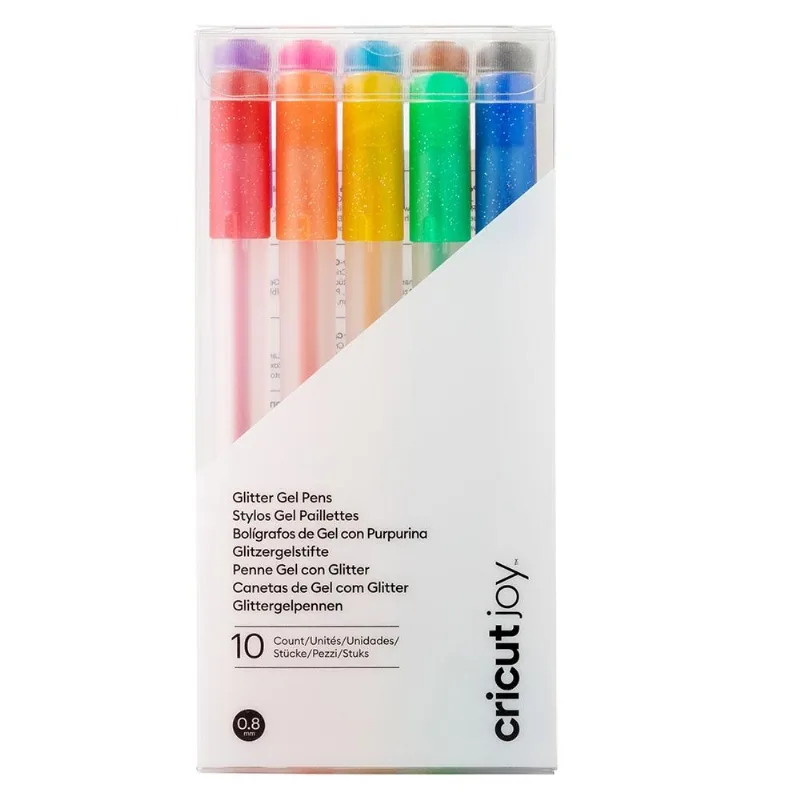 Canetas Gel Glitter Cores Básicas - Cricut Joy - Ponta 0,8 Mm - 10 Unids