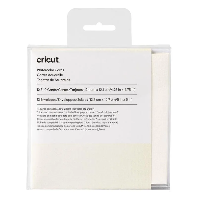 Cartão De Papel Aquarela Marfim Com Envelope Branco - Cricut - 12,1 X 12,1 Cm - 300 G - 12 Unids