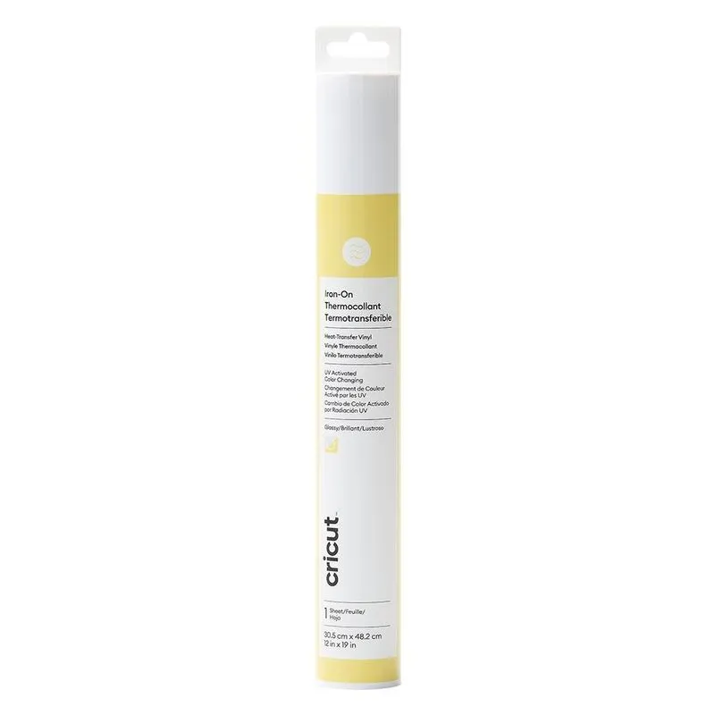 Transfer Color Change - Uv Ativado Branco Para Amarelo Candy - Cricut - 30,5 X 61 Cm - 1 Unid