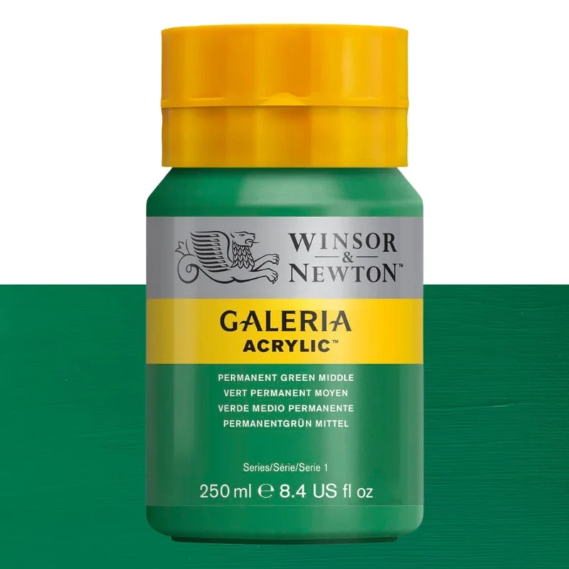 Tinta Acrílica Galeria Winsor & Newton 250ml 484 Permanent Green Middle