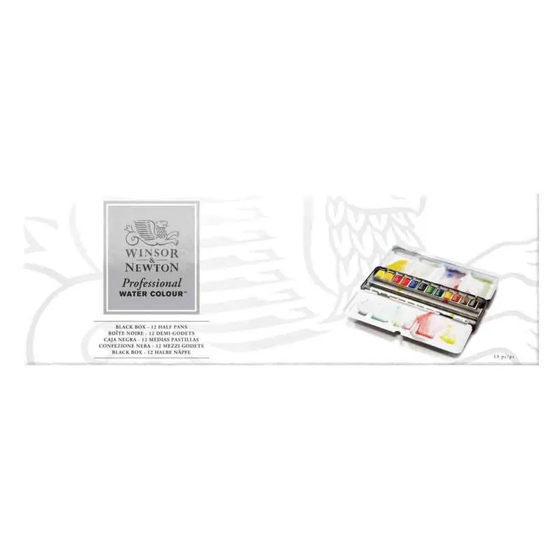 Aquarela Winsor &amp; Newton Profissional Pastilha Box 12 Cores