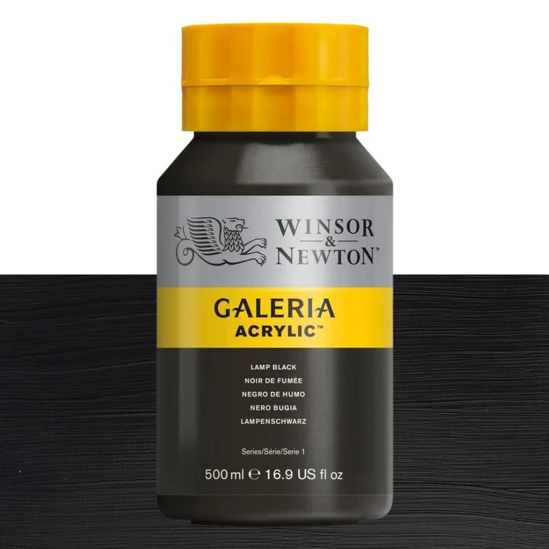 Tinta Acrílica Galeria Winsor & Newton 500ml 337 Lamp Black