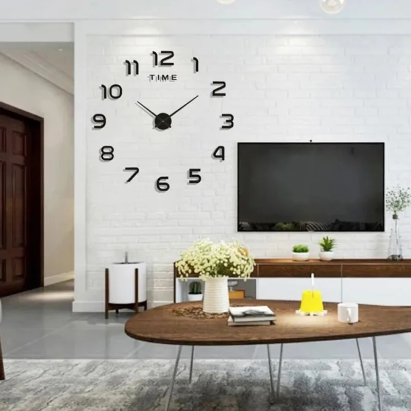 Relógio Parede Grande 3d Sala Adesivo Decoração Alto Padrão