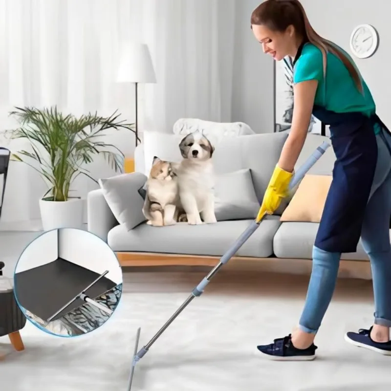 Kit 2 Super Rodos Vassoura Mágico Silicone Estrutural Multiuso Pisos Vidros Janela Limpeza Giratório Esfregão