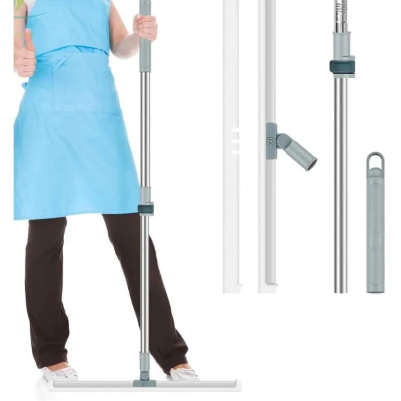 Kit 2 Super Rodos Mágico Silicone Multiuso Pisos Vidro Vassoura 1,50m Pisos Vidros Janela Limpeza Giratório Esfregão