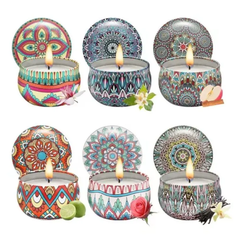 Kit 5 Super Velas Cera Coco E Soja Aromatizada Em Lata Personalizada 125g