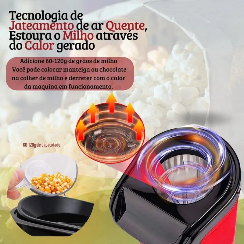 Super Pipoqueira Elétrica Livre De Óleo E Gorduras Trans 110
