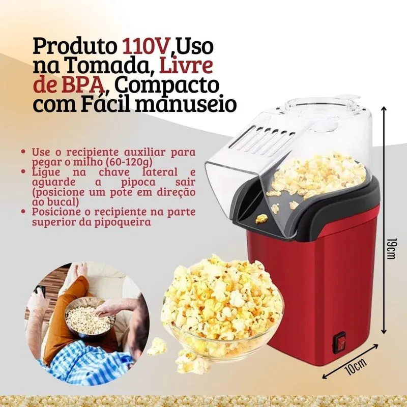 Super Pipoqueira Elétrica Automática Pipocas Livre De Óleo