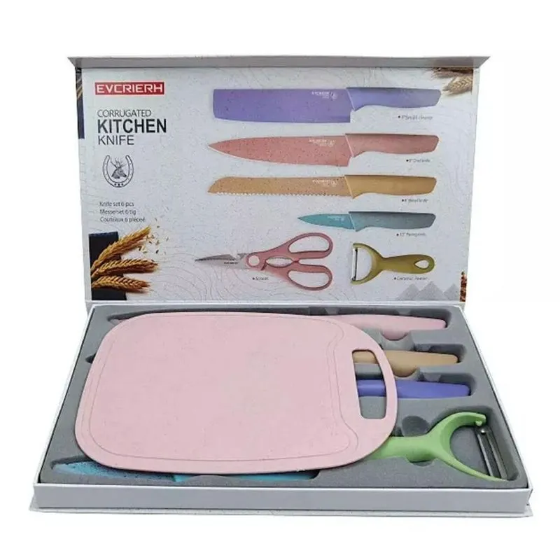 Super Kit 7 Peças Jogo Facas Profissional Cozinha Faqueiro
