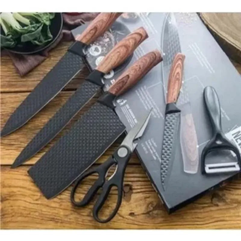 Super Jogo Facas Churrasco Cozinha 6 Peças Aço Inox 304 Cor