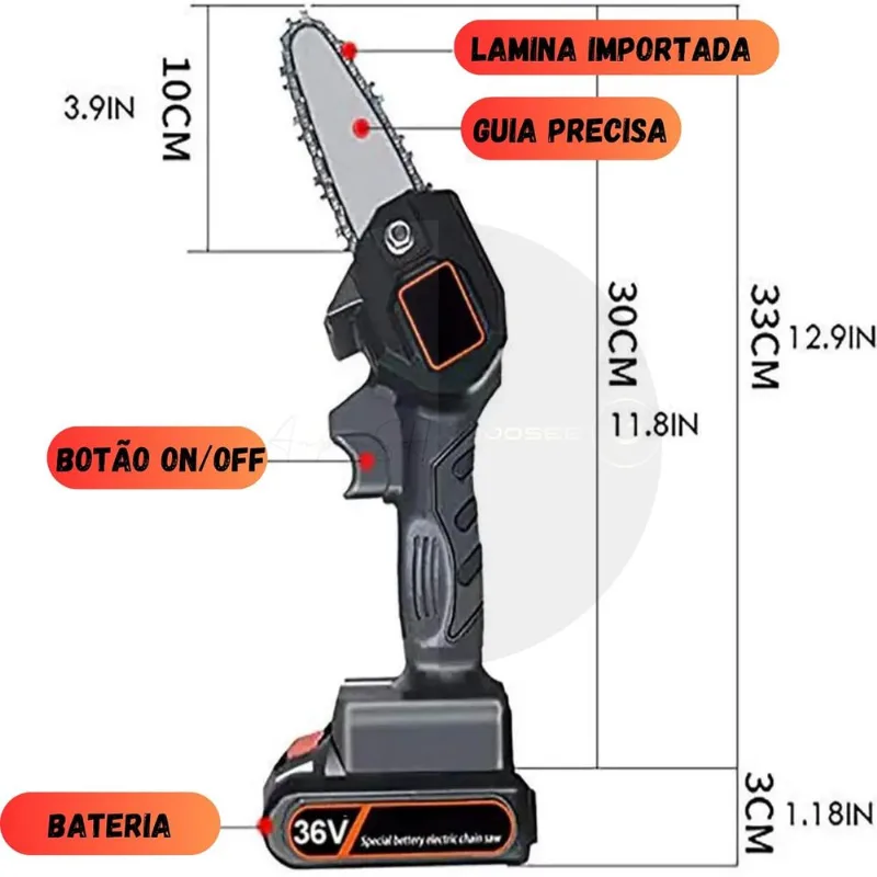 Super Moto Serra Elétrica Mini Sabre 600w Elétroserra Bateria 24v Cor Preto 110v/220v