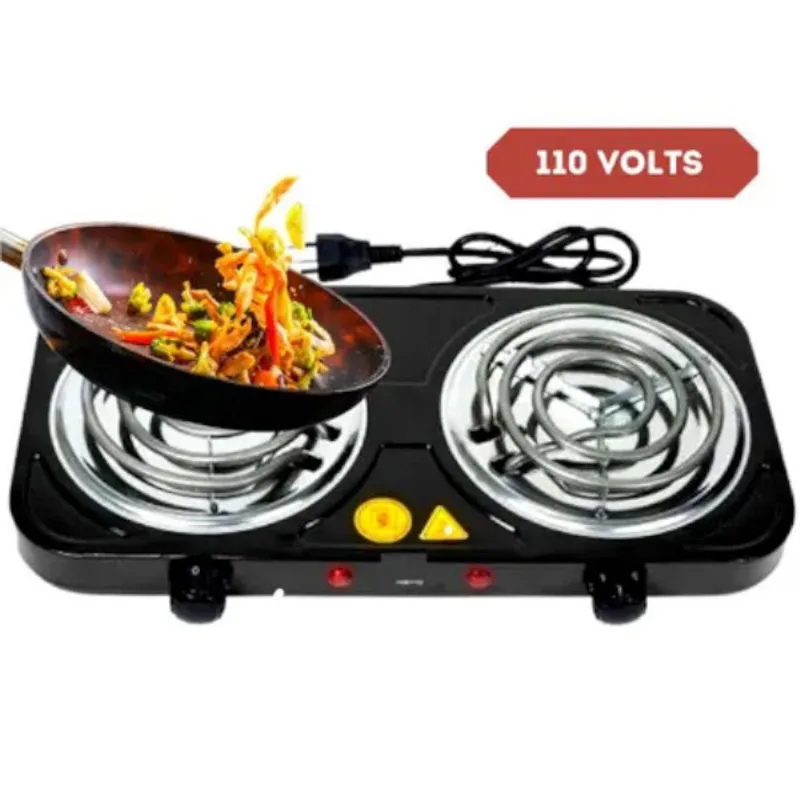 Super Fogão Cooktop Aspiral Elétrico Portátil 2 Bocas 2000w - 110v Portátil 5 Temperaturas
